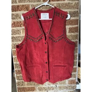 Understated Leather Red Suede Studded Vest Women’s XL Cowgirl Free People